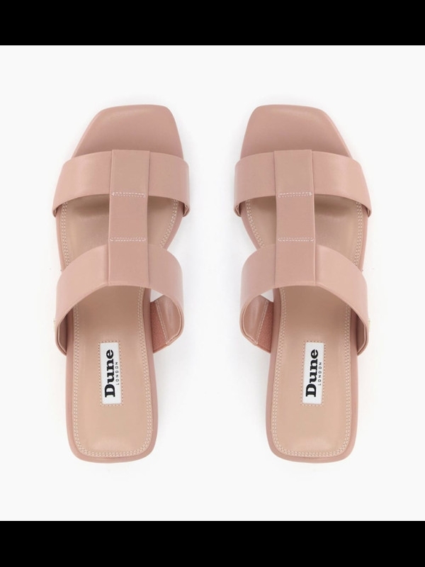 Dune London Keepar Leather Cross-Strap Slide Wedge Heel Mules 38